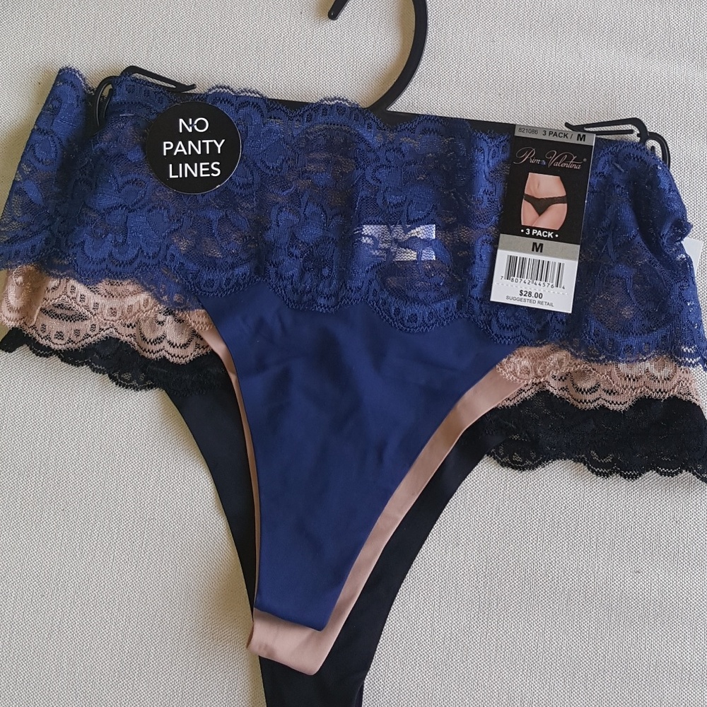3 pack lace top thong panties